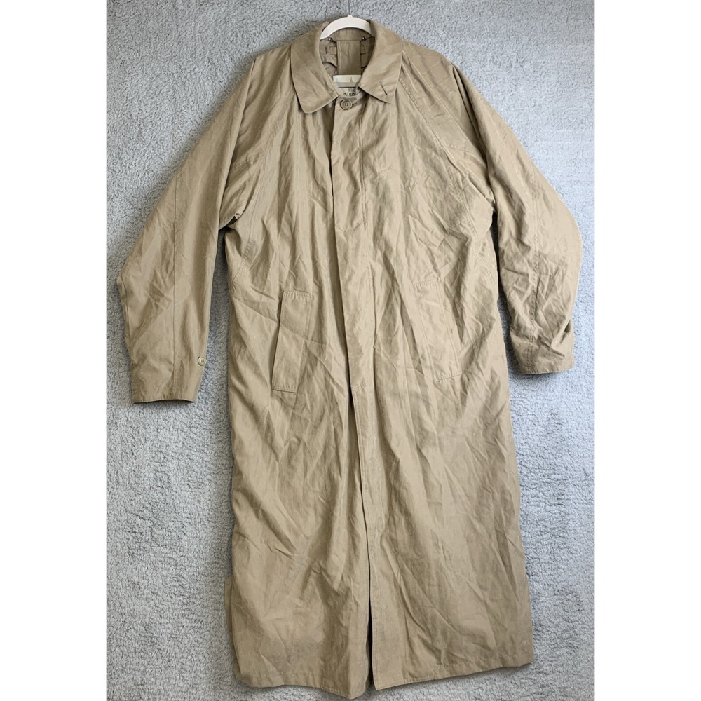 London Fog Coat Mens Size 40 Long Trench Brown Buttons Pockets Belt